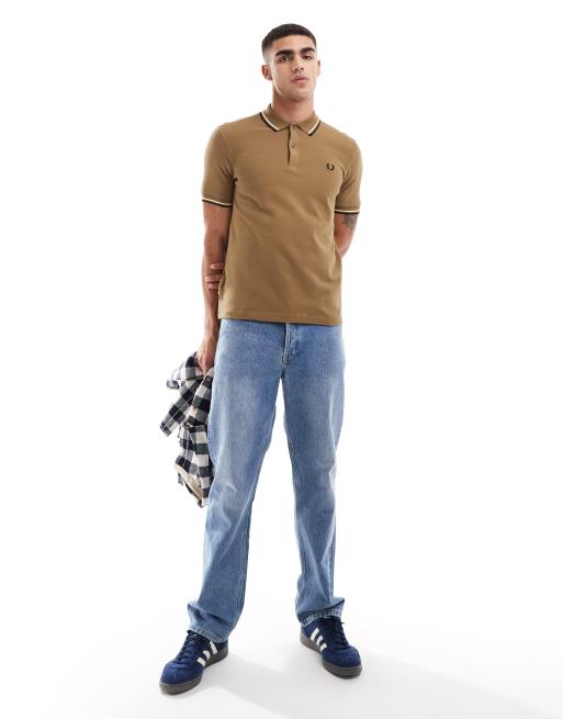 Fred Perry – Jasnobrązowa koszulka polo z podwójną lamówką, 2 z 4