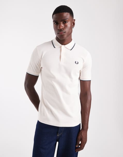 Fred Perry twin tipped polo shirt in light peach
