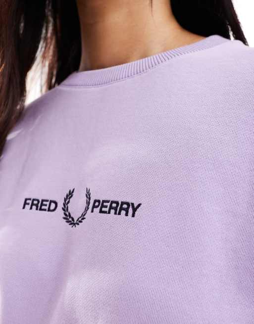Fred Perry – Jasnofioletowa bluza z długimi rękawami i haftowanym logo, 3 z 4