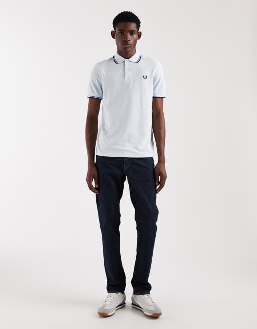 Fred Perry – Jasnoniebieska koszulka polo z podwójnymi lamówkami i logo, 2 z 5