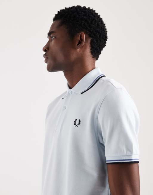 Fred Perry – Jasnoniebieska koszulka polo z podwójnymi lamówkami i logo, 3 z 5