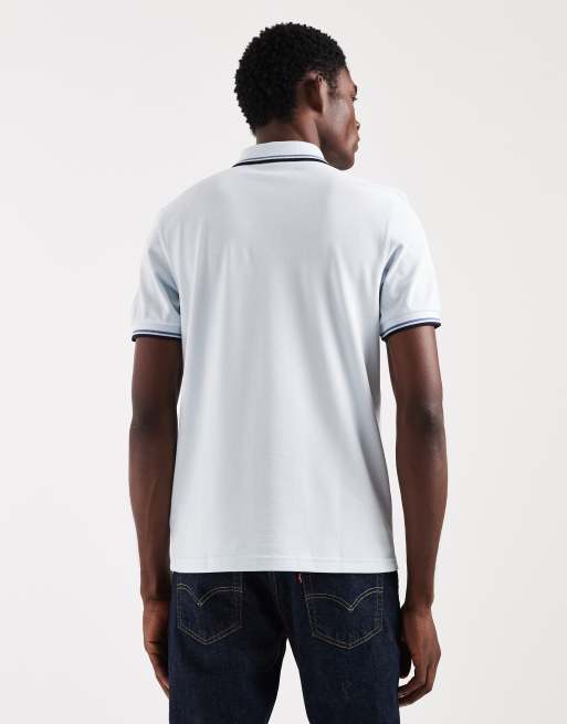 Fred Perry – Jasnoniebieska koszulka polo z podwójnymi lamówkami i logo, 5 z 5