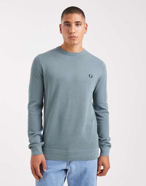 Fred Perry – Jasnoniebieski dzianinowy sweter z piki - view 1