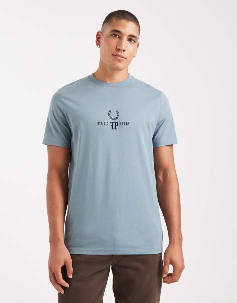 Fred Perry – Jasnoniebieski T-shirt z monogramem - view 1