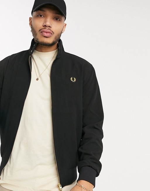 Fred Perry jersey harrington jacket in black