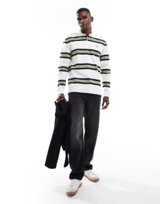 Fred Perry Stripe Polo T Shirt Cream