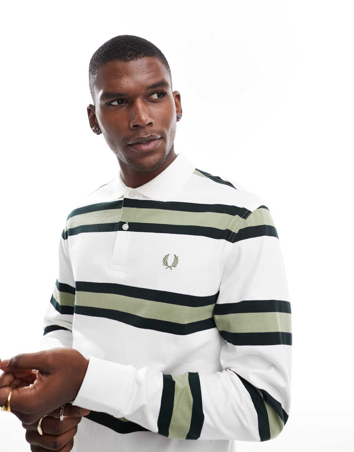 Fred Perry jersey stripe rugby shirt in