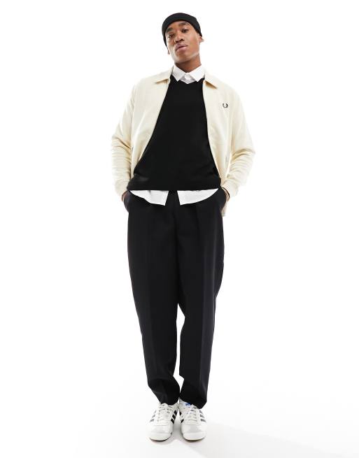 Fred Perry jersey zip through jacket in beige | ASOS