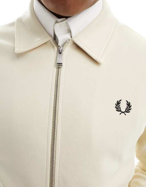 Fred Perry jersey zip through jacket in beige | ASOS