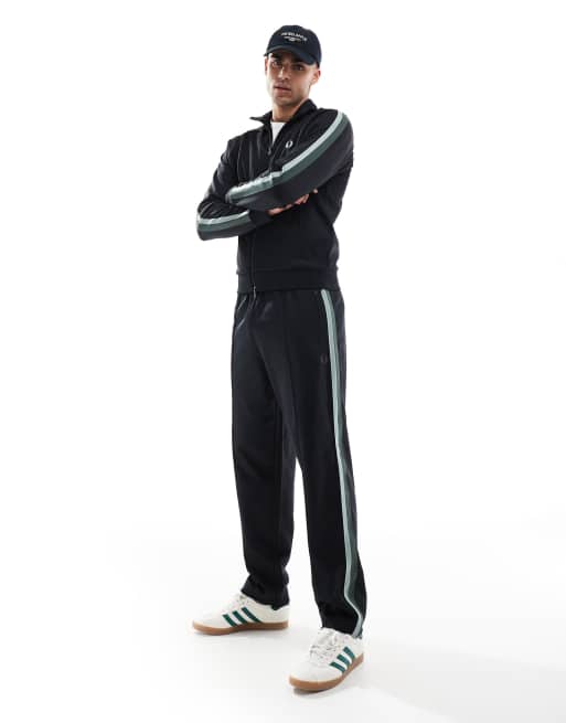 Fred Perry - Joggers sportivi neri con fettuccia bicolore in coordinato