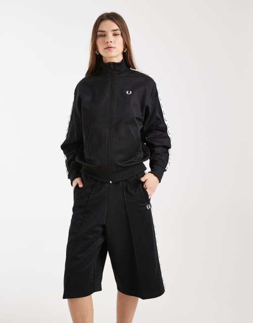Fred Perry - Jorts sportivi neri con fettuccia con logo in coordinato, 2 di 5