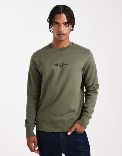 Fred Perry – Kakifärgad sweatshirt med broderi - view 1