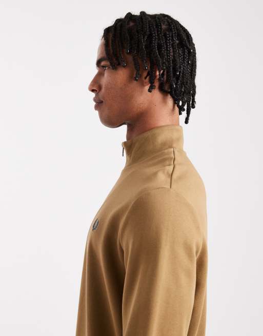 Fred Perry – Kakifärgad sweatshirt med kort dragkedja, 4 av 5