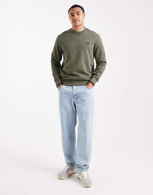 Fred Perry – Kakifärgad sweatshirt med rund halsringning, 2 av 5