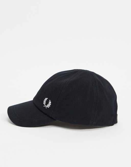 Fred Perry – Kappe aus Baumwoll-Pikee in Schwarz