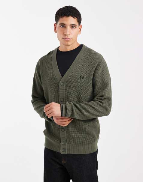 Fred Perry – Kardigan o waflowej fakturze w kolorze khaki - view 1