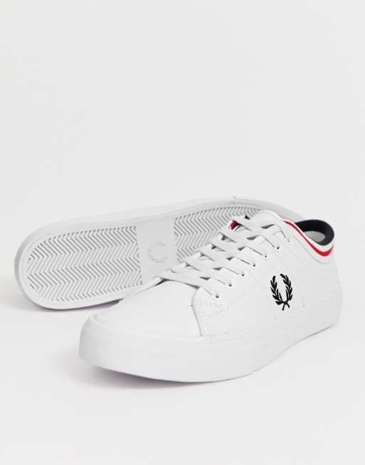 Fred Perry Kendrick tipped cuff leather sneakers in white | ASOS