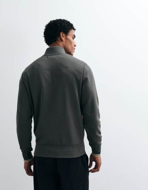 Fred Perry - Khaki sweatshirt med lynlås i halsen, 4 af 5
