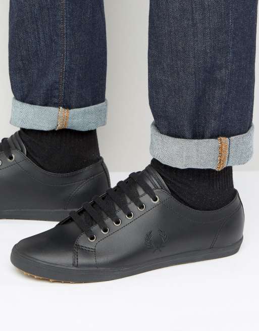 Fred Perry Kingston Baskets en cuir Noir