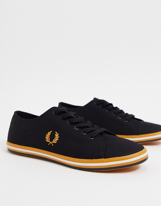 Fred Perry Kingston canvas plimsolls with contrast sole in black