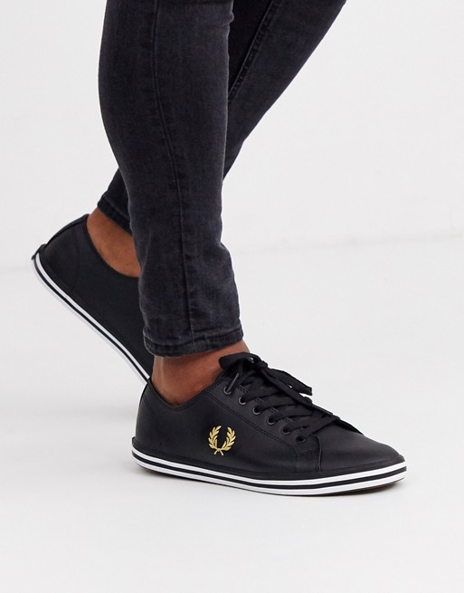 Fred Perry Kingston leather plimsolls in black