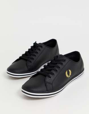 Fred Perry Kingston leather plimsolls in black | ASOS