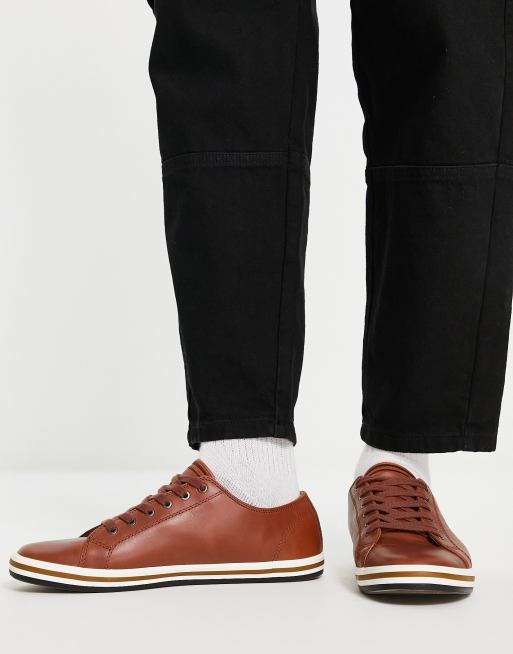 Fred perry tan kingston cheap leather trainers