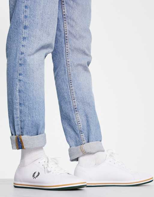Kendrick Tipped Cuff Leather Fred Perry Kendrick Leather Plimsolls In White Top Fred Perry Kingston Leather Plimsolls In White 2026 White Fred Discount  Perry Plimsolls