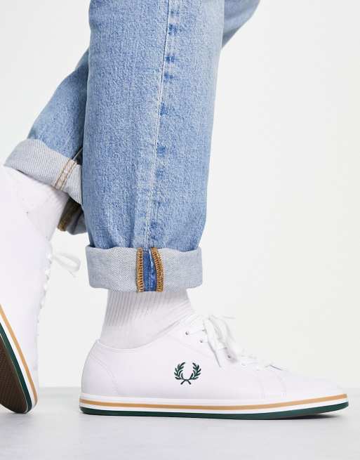 Fred perry kingston leather plimsolls hot sale in white