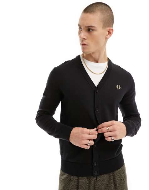 Fred Perry – Klassische Strickjacke in Schwarz - view 1