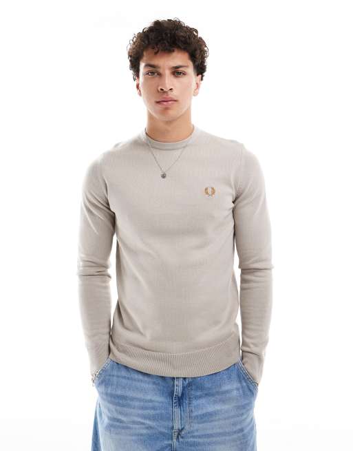 Fred Perry – Klassischer Strickpullover in Beige
