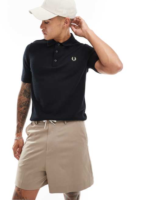 Fred Perry - Klassisk og strikket sort poloskjorte
