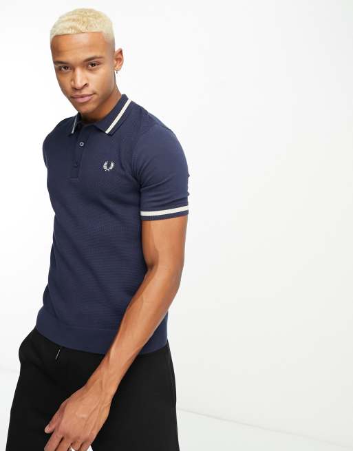 Fred Perry knit polo shirt in gray