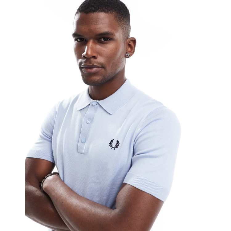 Fred Perry knit polo shirt in light blue | ASOS