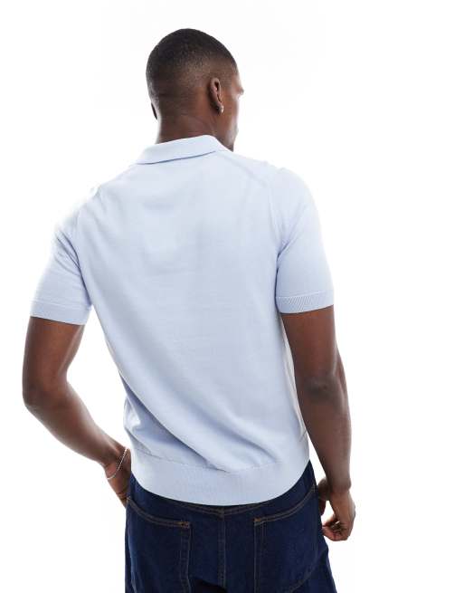 FRED PERRY Knitted Polo (そそ) Fred Perry knit polo shirt in light blue | ASOS