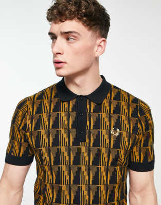 fred perry jacquard check polo shirt