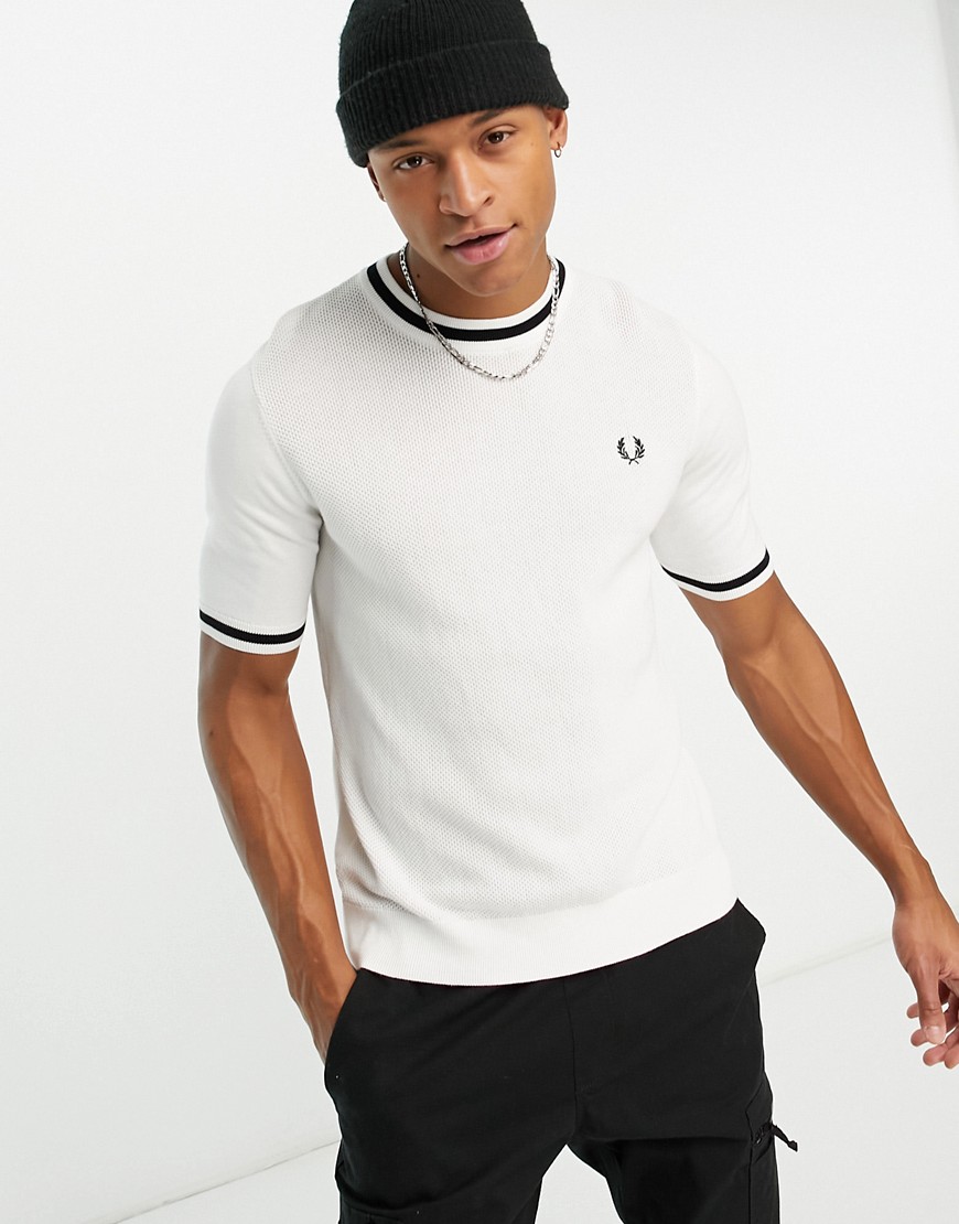 Fred Perry knit t-shirt in white