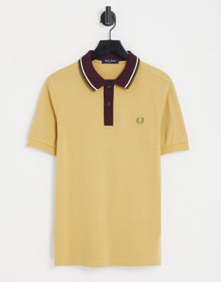 Fred Perry knitted collar polo shirt in beige