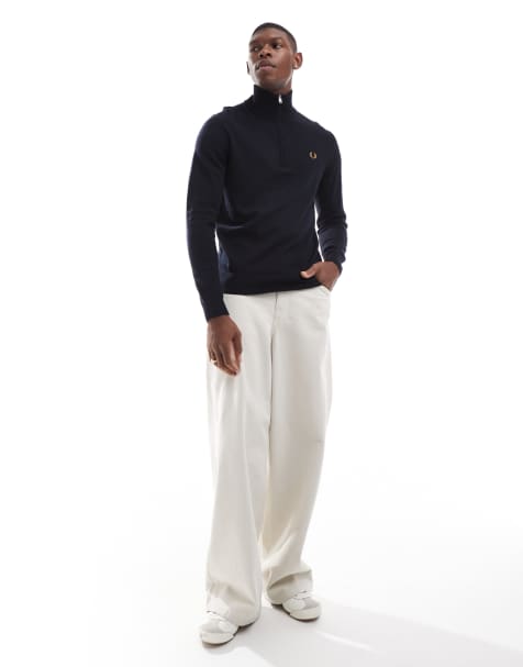 Fred Perry knitted half zip jumper in navy - view 1