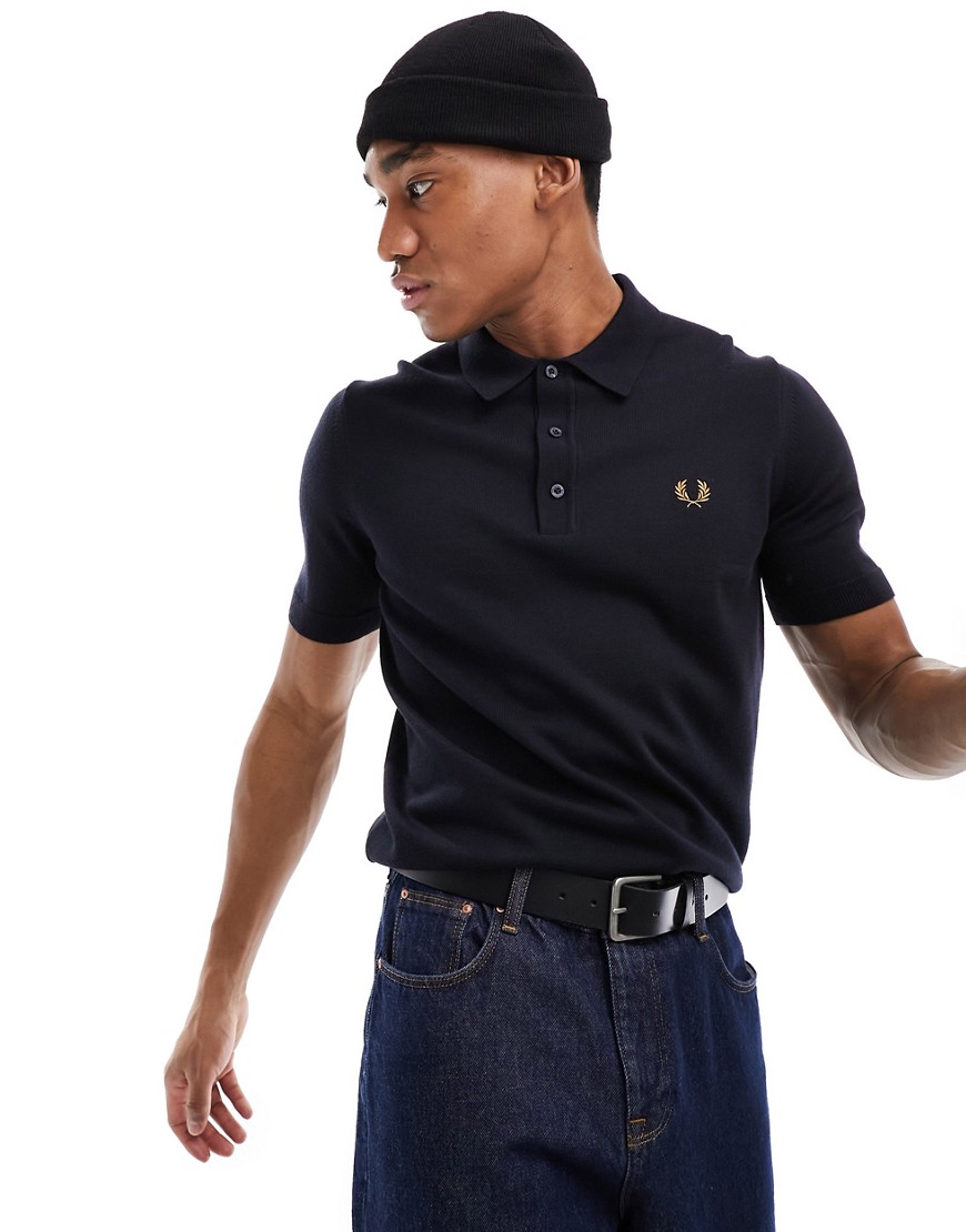Fred Perry knitted polo in navy