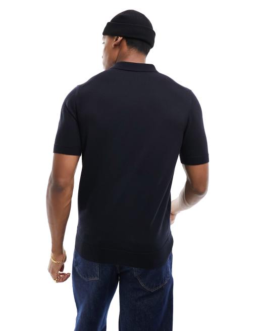 FRED PERRY Knitted Polo (そそ) Fred Perry knitted polo in navy | ASOS