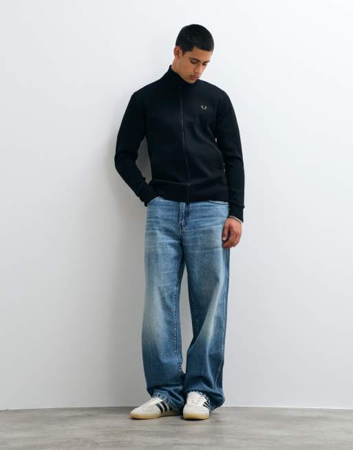 Fred Perry knitted track jacket in black, 3 of 5