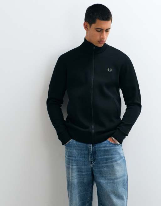 Fred Perry knitted track jacket in black, 5 of 5