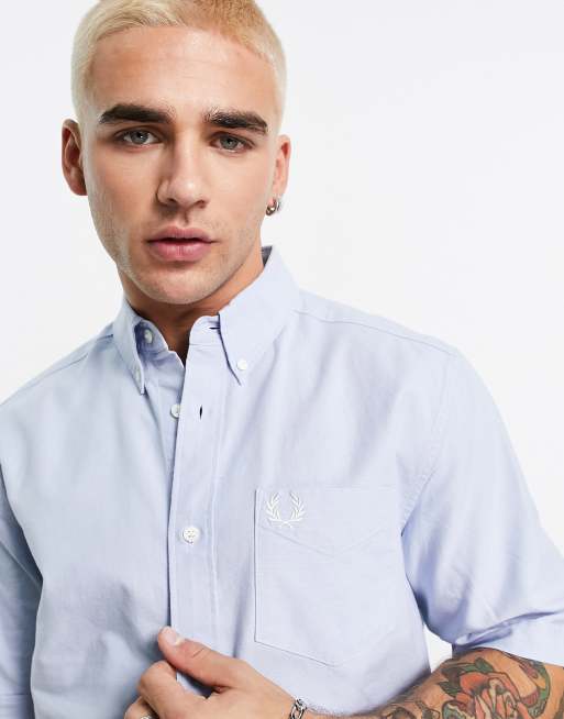 Fred Perry kortærmet oxford-skjorte i lyseblå, 2 af 4