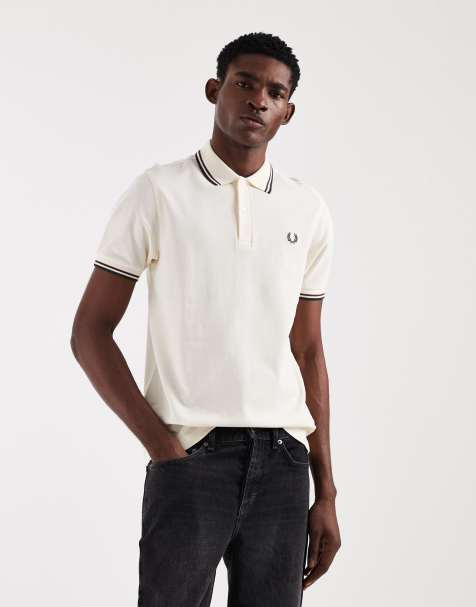 Fred Perry – Koszulka polo w kolorze écru z podwójną lamówką i logo - view 1