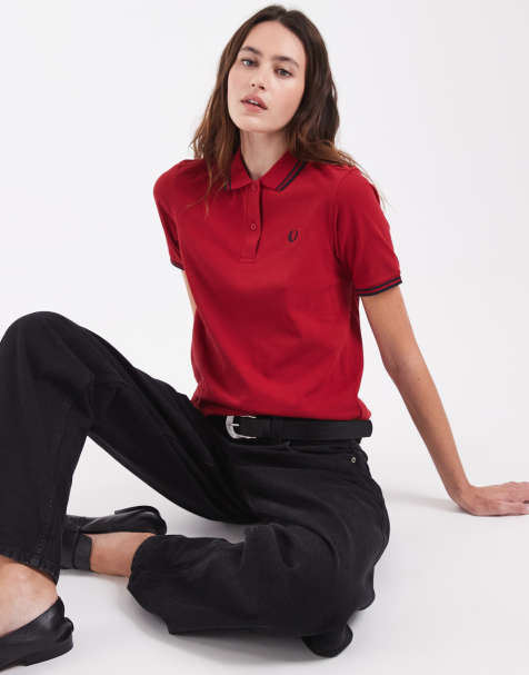 Fred Perry koszulka polo z krótkim rękawem, z podwójną lamówką i logo, czerwona - view 1
