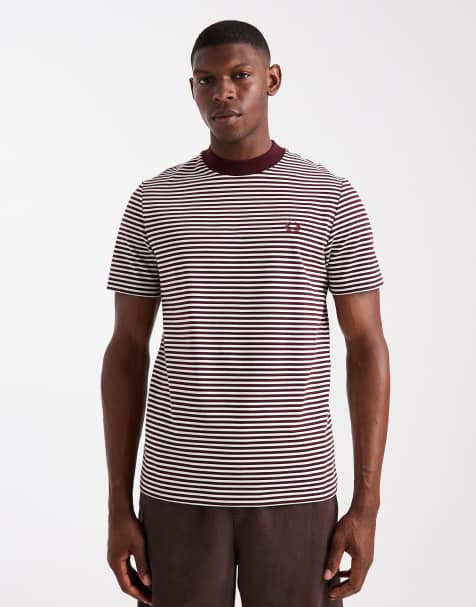 Fred Perry - Kraftig T-shirt med bordeaux striber - view 1