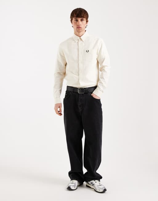 Fred Perry – Kremowa koszula Oxford z długimi rękawami i logo, 2 z 5