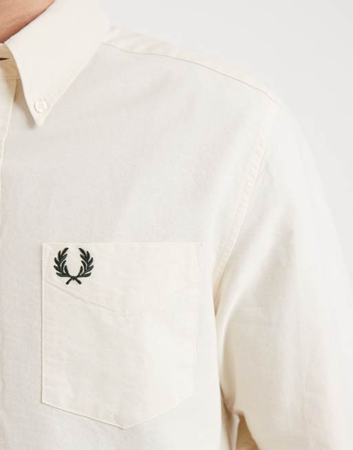 Fred Perry – Kremowa koszula Oxford z długimi rękawami i logo, 5 z 5
