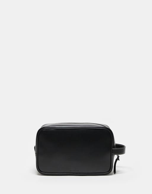 Fred Perry Kulturbeutel aus Leder in Schwarz ASOS